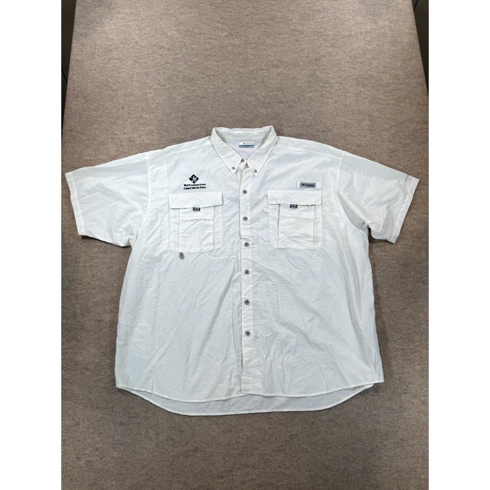 Columbia PFG Bahama II Omni-Shade Fishing Shirt Mens 3X White Short Sleeve